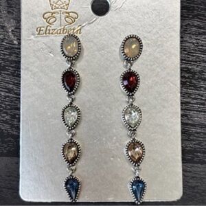 Earrings Multi Color Stones Drop Dangle Earrings Elizabeth New
